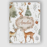 Personalised Name Woodland Deer Forest Custom  Modern Room Accent Elegant Feature Canvas Wall Art Print Decor Picture Ready to Hang