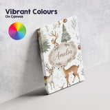 Personalised Name Woodland Deer Forest Custom  Modern Room Accent Elegant Feature Canvas Wall Art Print Decor Picture Ready to Hang