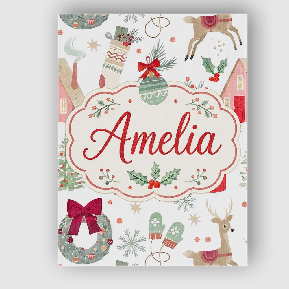 Personalised Name Cozy Christmas Gifts Custom  Modern Room Accent Elegant Feature Canvas Wall Art Print Decor Picture Ready to Hang