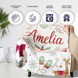 Cozy Christmas Gifts  Stocking Holiday Seamless Pattern Lovely  Personalised Custom Name Super Soft Fleece Blanket Bed Sofa Throw