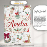 Cozy Christmas Gifts  Stocking Holiday Seamless Pattern Lovely  Personalised Custom Name Super Soft Fleece Blanket Bed Sofa Throw
