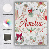 Personalised Name Cozy Christmas Gifts Custom  Modern Room Accent Elegant Feature Canvas Wall Art Print Decor Picture Ready to Hang