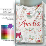 Cozy Christmas Gifts  Stocking Holiday Seamless Pattern Lovely  Personalised Custom Name Super Soft Fleece Blanket Bed Sofa Throw