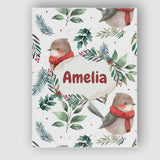 Personalised Name Cute Winter Birds with Custom  Unique Gift Idea Elegant Feature Canvas Wall Art Print Decor Picture Ready to Hang