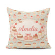 Custom Name Pastel Cake Slice Seamless Pattern Sweet Food Design Square Filled Cushion Throw Pillow Sofa Bed Home Decor Zip Washable UK Made