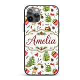 Christmas Gifts Tree Bow Festive Holiday Seamless Custom Name Protective Phone Case Mobile Cover Durable Everyday Smartphone Shock Resistant