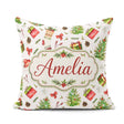 Custom Name Christmas Gifts Bow Festive Holiday Seamless Pattern Square Filled Cushion Throw Pillow Sofa Bed Home Decor Zip Washable UK Made