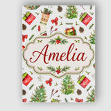 Personalised Name Christmas Gifts Tree Bow Custom  Unique Gift Idea Elegant Feature Canvas Wall Art Print Decor Picture Ready to Hang