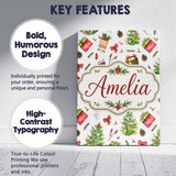 Personalised Name Christmas Gifts Tree Bow Custom  Unique Gift Idea Elegant Feature Canvas Wall Art Print Decor Picture Ready to Hang