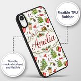Christmas Gifts Tree Bow Festive Holiday Seamless Custom Name Protective Phone Case Mobile Cover Durable Everyday Smartphone Shock Resistant