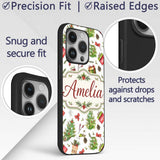 Christmas Gifts Tree Bow Festive Holiday Seamless Custom Name Protective Phone Case Mobile Cover Durable Everyday Smartphone Shock Resistant