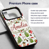 Christmas Gifts Tree Bow Festive Holiday Seamless Custom Name Protective Phone Case Mobile Cover Durable Everyday Smartphone Shock Resistant