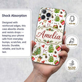 Christmas Gifts Tree Bow Festive Holiday Seamless Custom Name Protective Phone Case Mobile Cover Durable Everyday Smartphone Shock Resistant