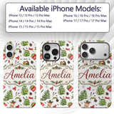 Christmas Gifts Tree Bow Festive Holiday Seamless Custom Name Protective Phone Case Mobile Cover Durable Everyday Smartphone Shock Resistant