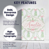Personalised Name Pastel Green Wreath Custom Modern Room Accent Creative Decorator Style Canvas Wall Art Print Decor Picture Ready to Hang