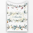 Elegant Christmas Garland Baubles Pine Branch Seamless Pattern  Personalised Custom Name Super Soft Fleece Blanket Bed Sofa Throw