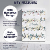 Personalised Name Elegant Christmas Garland Custom  Bespoke Interior Contemporary Canvas Wall Art Print Decor Picture Ready to Hang