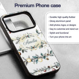 Elegant Christmas Garland Baubles Pine Branch Custom Name Protective Phone Case Mobile Cover Durable Everyday Smartphone Shock Resistant