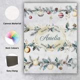 Personalised Name Elegant Christmas Garland Custom  Bespoke Interior Contemporary Canvas Wall Art Print Decor Picture Ready to Hang