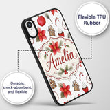 Poinsettia Flower Pomegranate Holiday Treats Custom Name Protective Phone Case Mobile Cover Durable Everyday Smartphone Shock Resistant