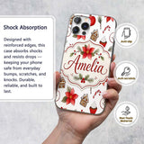 Poinsettia Flower Pomegranate Holiday Treats Custom Name Protective Phone Case Mobile Cover Durable Everyday Smartphone Shock Resistant