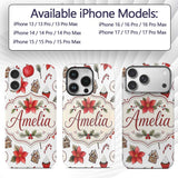 Poinsettia Flower Pomegranate Holiday Treats Custom Name Protective Phone Case Mobile Cover Durable Everyday Smartphone Shock Resistant