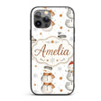 Cute Winter Snowman with Scarf Hat Stars Seamless Custom Name Protective Phone Case Mobile Cover Durable Everyday Smartphone Shock Resistant