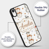 Cute Winter Snowman with Scarf Hat Stars Seamless Custom Name Protective Phone Case Mobile Cover Durable Everyday Smartphone Shock Resistant