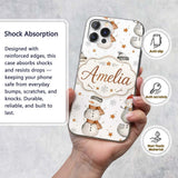 Cute Winter Snowman with Scarf Hat Stars Seamless Custom Name Protective Phone Case Mobile Cover Durable Everyday Smartphone Shock Resistant
