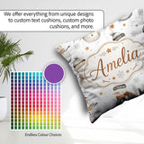 Custom Name Winter Snowman with Scarf Hat Stars Seamless Pattern Square Filled Cushion Throw Pillow Sofa Bed Home Decor Zip Washable UK Made