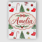 Personalised Name Christmas Tree Gifts Custom  Modern Room Accent Elegant Feature Canvas Wall Art Print Decor Picture Ready to Hang