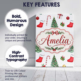 Personalised Name Christmas Tree Gifts Custom  Modern Room Accent Elegant Feature Canvas Wall Art Print Decor Picture Ready to Hang