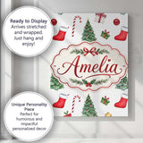Personalised Name Christmas Tree Gifts Custom  Modern Room Accent Elegant Feature Canvas Wall Art Print Decor Picture Ready to Hang