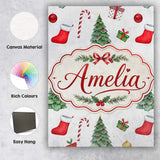 Personalised Name Christmas Tree Gifts Custom  Modern Room Accent Elegant Feature Canvas Wall Art Print Decor Picture Ready to Hang