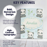 Personalised Name Cute Panda Bamboo Cartoon Animal Pattern Stylish Custom  Unique Canvas Wall Art Print Decor Picture Ready to Hang