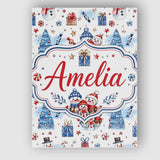Personalised Name Cute Snowman Family Gifts Custom  Bespoke Interior Contemporary Canvas Wall Art Print Decor Picture Ready to Hang