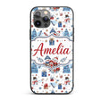 Cute Snowman Family Gifts Candy Printed Design Custom Name Protective Phone Case Mobile Cover Durable Everyday Smartphone Shock Resistant