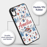 Cute Snowman Family Gifts Candy Printed Design Custom Name Protective Phone Case Mobile Cover Durable Everyday Smartphone Shock Resistant