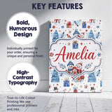 Personalised Name Cute Snowman Family Gifts Custom  Bespoke Interior Contemporary Canvas Wall Art Print Decor Picture Ready to Hang