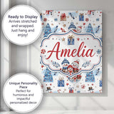 Personalised Name Cute Snowman Family Gifts Custom  Bespoke Interior Contemporary Canvas Wall Art Print Decor Picture Ready to Hang