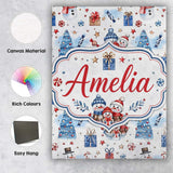 Personalised Name Cute Snowman Family Gifts Custom  Bespoke Interior Contemporary Canvas Wall Art Print Decor Picture Ready to Hang