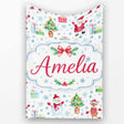 Santa Reindeer Snowman Christmas Tree Gifts Seamless Pattern Lovely  Personalised Custom Name Super Soft Fleece Blanket Bed Sofa Throw
