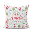 Custom Name Santa Reindeer Snowman Christmas Tree Gifts Seamless Square Filled Cushion Throw Pillow Sofa Bed Home Decor Zip Washable UK Made