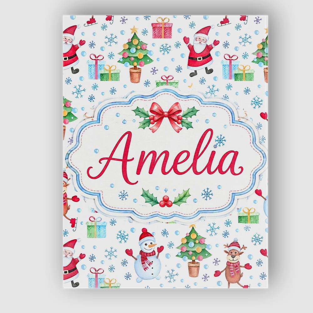 Personalised Name Santa Reindeer Snowman Custom  Unique Gift Idea Elegant Feature Canvas Wall Art Print Decor Picture Ready to Hang