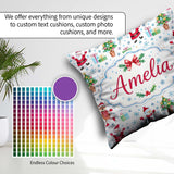 Custom Name Santa Reindeer Snowman Christmas Tree Gifts Seamless Square Filled Cushion Throw Pillow Sofa Bed Home Decor Zip Washable UK Made