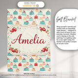 Vintage Mini Cake Seamless Pattern Dessert Food Illustration Design  Personalised Custom Name Super Soft Fleece Blanket Bed Sofa Throw