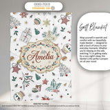 Vintage Christmas Ornaments Snowflakes Birds Seamless Pattern Lovely  Personalised Custom Name Super Soft Fleece Blanket Bed Sofa Throw