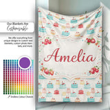 Vintage Mini Cake Seamless Pattern Dessert Food Illustration Design  Personalised Custom Name Super Soft Fleece Blanket Bed Sofa Throw