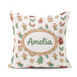 Custom Name Cute Gingerbread Cookies Stars Tree Seamless Pattern Square Filled Cushion Throw Pillow Sofa Bed Home Decor Zip Washable UK Made
