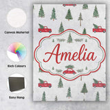 Personalised Name Watercolor Christmas Custom  Modern Room Accent Elegant Feature Canvas Wall Art Print Decor Picture Ready to Hang